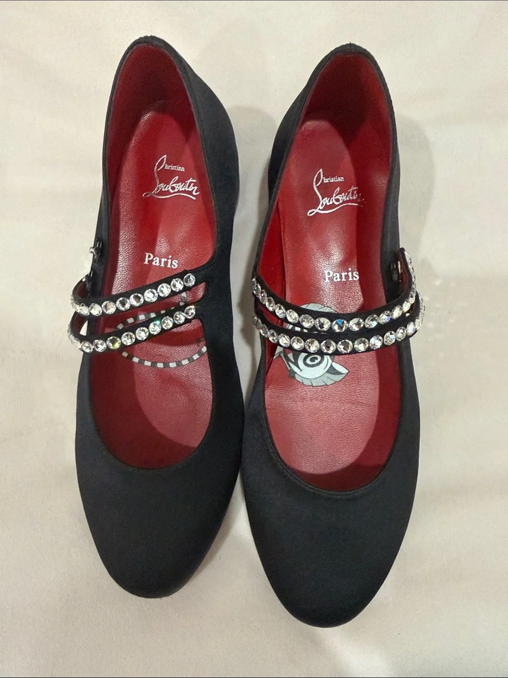 Christian Louboutin girls Black rhinestone Mary Jane shoes fille Strass